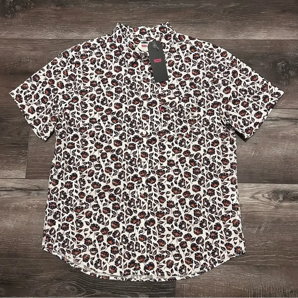 Levi's Men's Floral Print Shirt Short Sleeve Size Large NWT